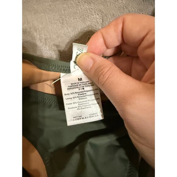NWT J.Crew Hunter Green Women Bikini Bottom Curved Waist Size Medium Cheeky - Picture 3 of 5